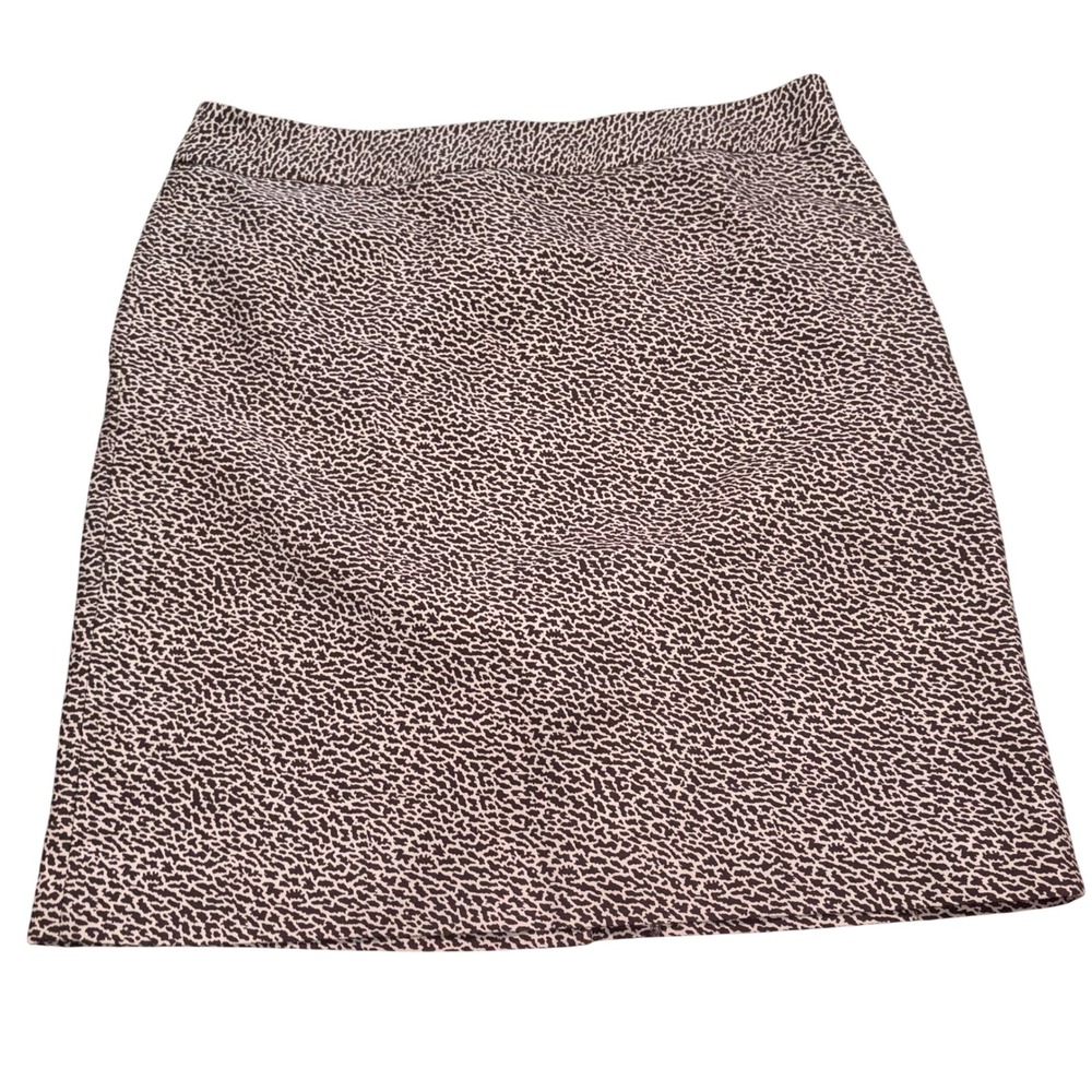 Mini Pencil Skirt Womens 12 Brown Animal Print Silk Blend LOFT